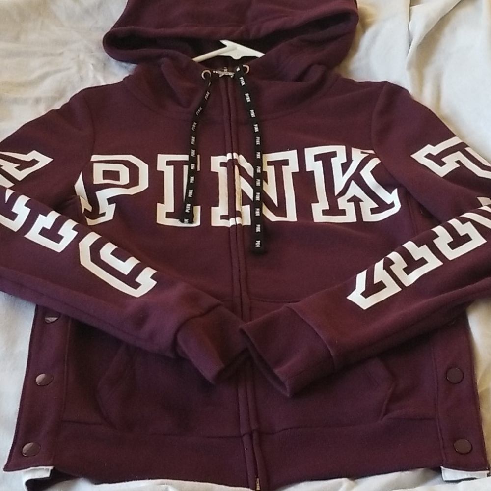 NWOT PINK Full Zip Snap Hoodie Jacket